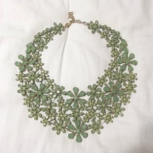 BCBGMaxAzria gold/mint crystal statement necklace